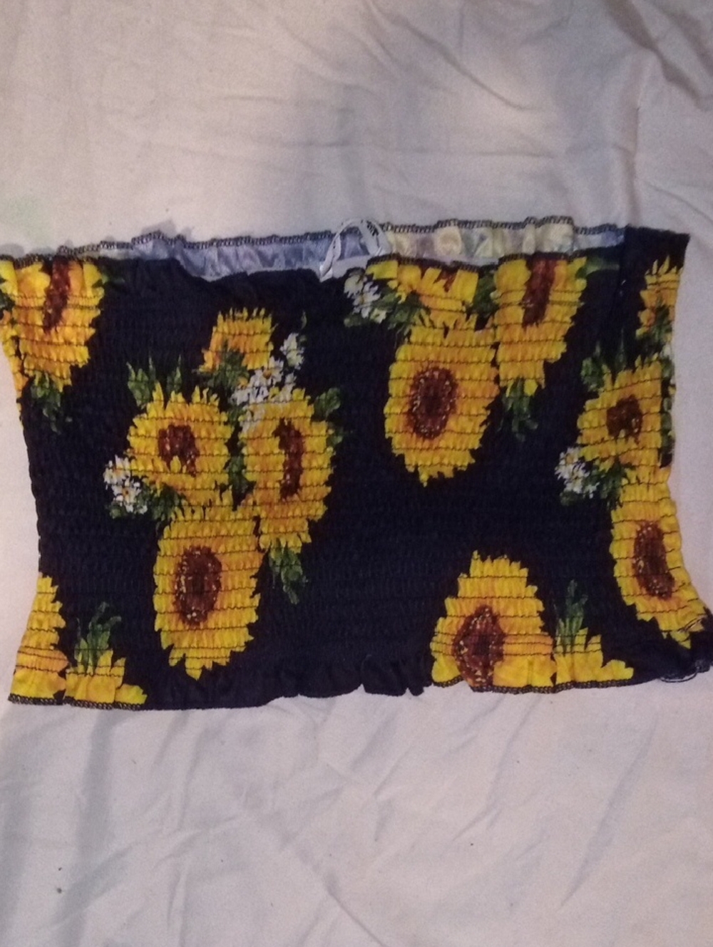 Sunflower Smocked Tube Top - Black and Yellow